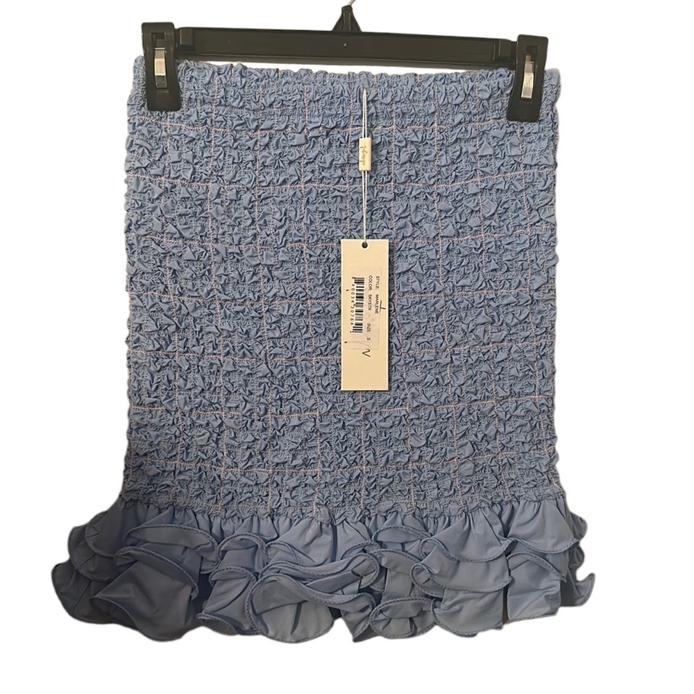 Petersyn X Revolve Women’s Blue Marlene Skystr Ruffle Rushed Skirt‎ Size S